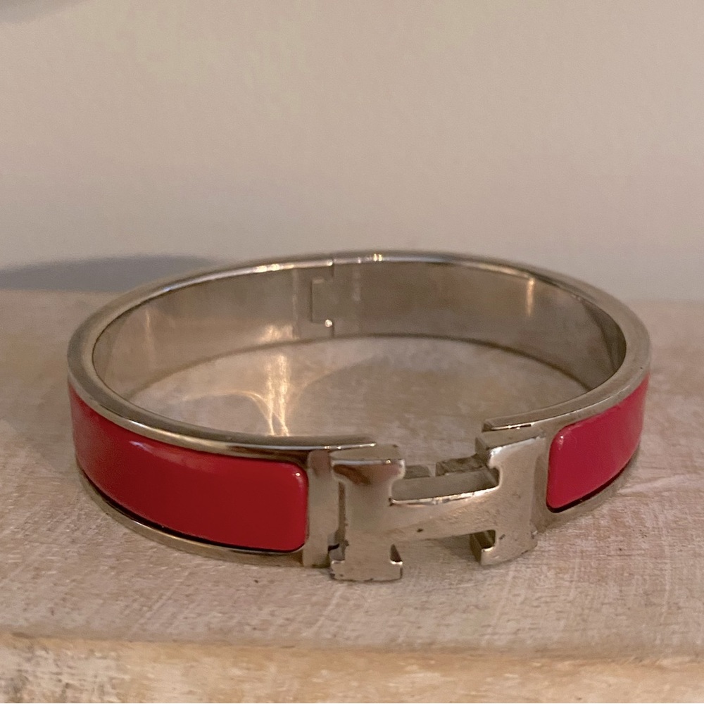 Red and silver Hermes bracelet